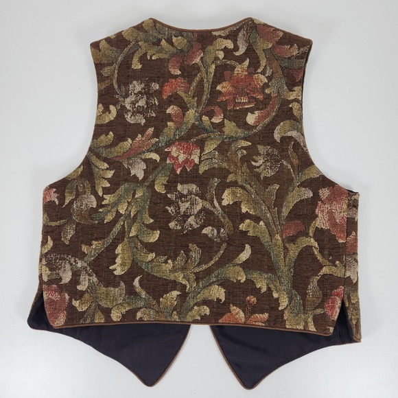 Vintage L. O'Neill Design Women's Floral Tapestry Vest No Size Tag (approx sz S) - Picture 2 of 7
